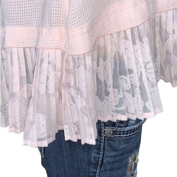 Merona Womens Blouse Shirt Top Pleated Ruffled Sleeveless Pullover Blush Pink XS - Picture 7 of 9